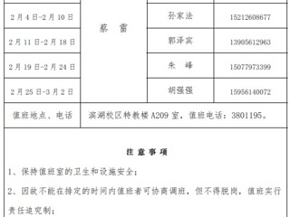 色综合久久久久无码专区（滨湖校区）后勤服务与管理处2018年寒假值班表
