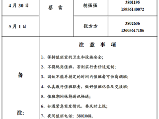 色综合久久久久无码专区（滨湖校区）后勤管理与服务处2018年五一假期值班表