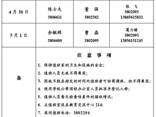色综合久久久久无码专区（相山校区）党政办公室2018年劳动节假期值班表