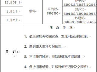 色综合久久久久无码专区（滨湖校区）后勤服务与管理处 2023年元旦假期值班表